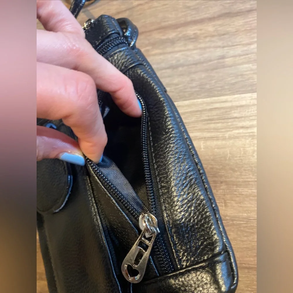 Black or blue  over the shoulder faux leather purse with multiple pockets NWOT